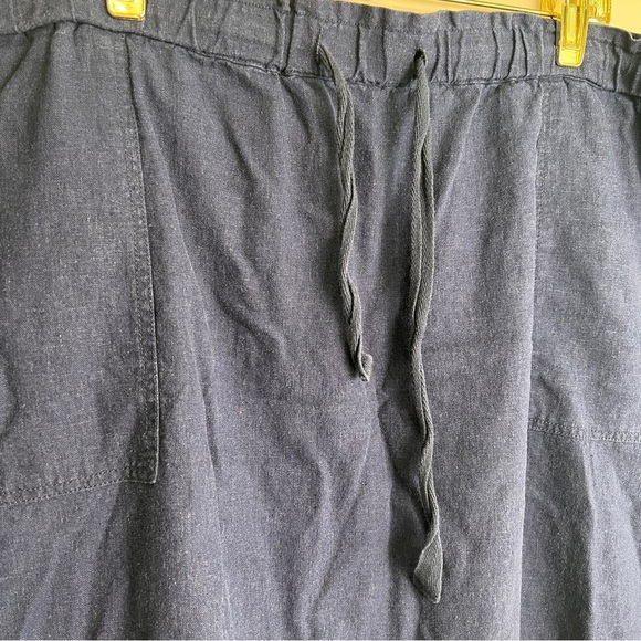 Caslon Navy Blue Linen Blend Drawstring Skirt Size XXL Front & Back Pockets EUC - Picture 3 of 4